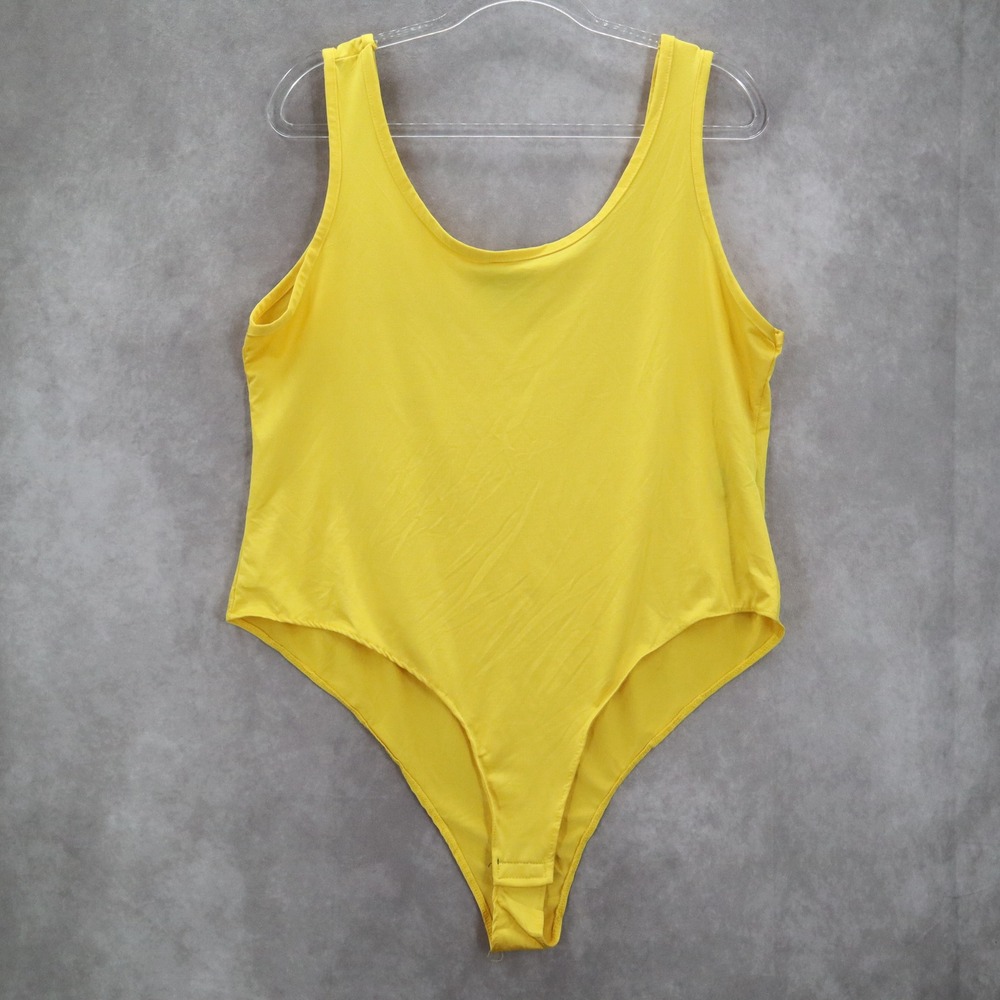 Rouge Collection Yellow Stretch Bodysuit Swim One‎ Piece Bathing Suit Plus 3X